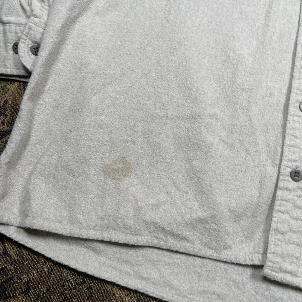 Vtg St Johns Bay Shirt Mens Size 2XL Creme Brown Chamois Flannel Soft Stained - Picture 3 of 8